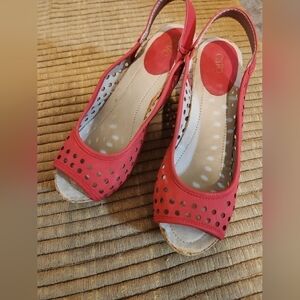 Red wedge sandals
